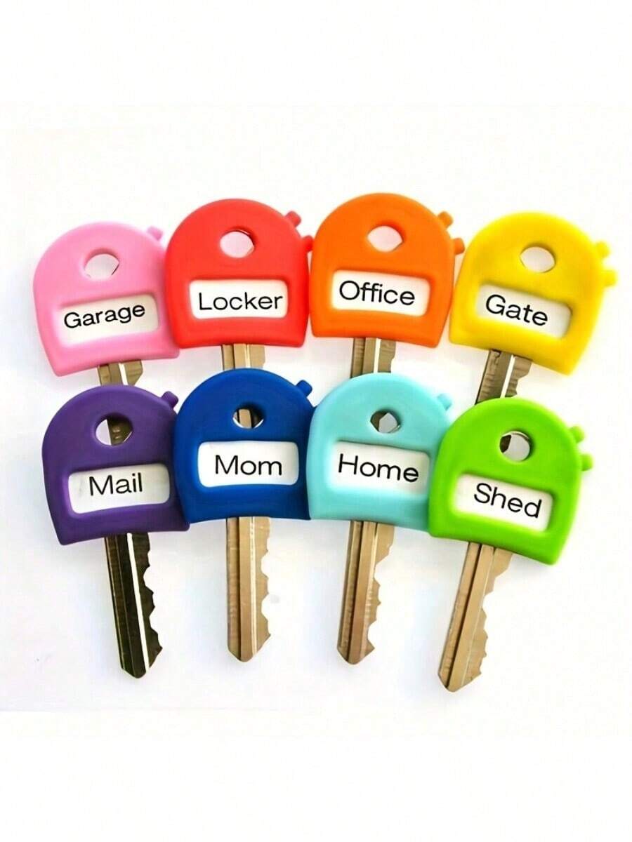 18 peças de etiquetas de chaves de cores sortidas, identificadores de chave expansíveis de 1,1 pol./2,8 cm, servem na maioria das chaves, capas de chave de toque suave com etiquetas de identificação, chaves de porta fáceis de reconhecer - modernas, fáceis de instalar, inclui etiquetas em branco e pré-impressas, acessórios de organização de escritório doméstico unissex, acessórios de carro, bolsa, pingente, escola, fofo, gótico, Y2K