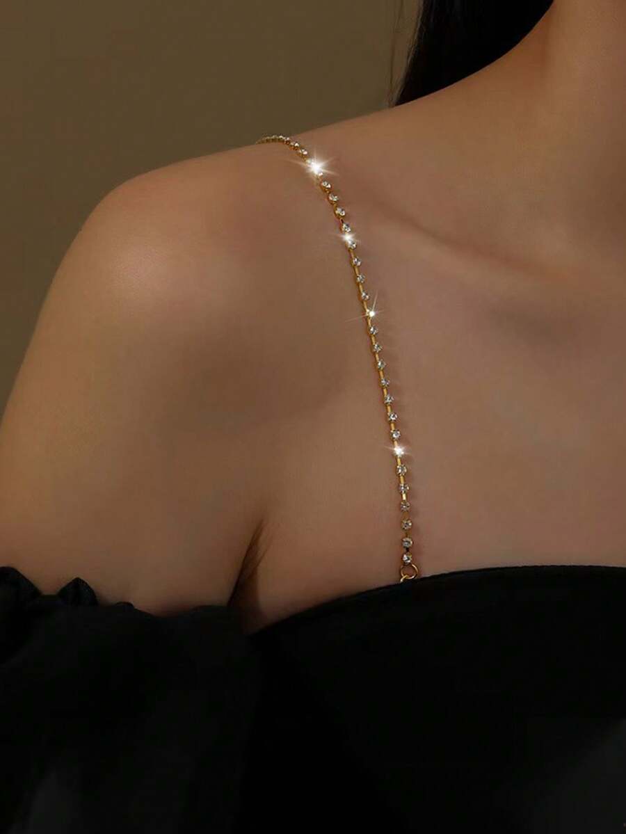 1pc Plastic Diamond Decor Minimalist Shoulder Chain, Versatile For Wedding Dress, Party Dress, Daily Wear