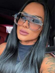 1 pièce Lunettes de mode femme rétro élégantes avec monture métallique oversize, esthétique élégante, convient pour diverses occasions comme l'été, la plage, les vacances, l'extérieur et les voyages