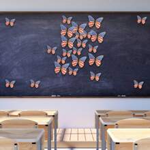 24pcs 3D Butterfly Wall Decor, July 4th Festival Party Supplies, Butterfly Wall Stickers Decoration Removable Butterfly Art Decal For Bedroom Living Room Refrigerator Home Decor Butterfly Pattern Stickers, PVC Stickers, 2 Sizes Mixed Pack Room Decor Living Room Decor
