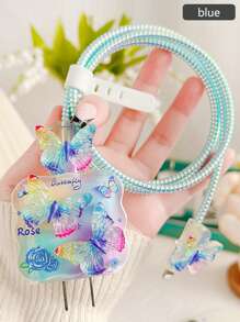 5pcs Butterfly Wave Data Cable Protector Compatible With Apple 18W/20W Charger, Fits 16/15/14 And Other Phones Charger Protector