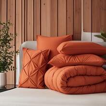 7 Pieces (Full/Queen/King) Elegant Bed In A Bag Comforter Set, Twin(5 Pieces),Stylish Solid Comforter, Soft Microfiber, Comfortable And Warm, Cloud-Like Soft Bedding Set, Bedroom Decor For Spring/Summer/Autumn/Winter, Ideal Gift