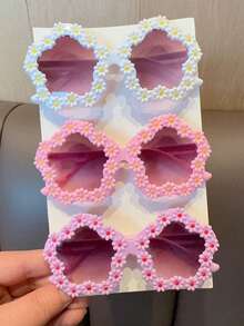 2/3/4pcs 2026 Cute Sunflower Design Fashion Glasses For Girls, Fashion Heart-Shaped Eyeglasses, Card Display Only, Excludes Shipping Fee - Multicolor - View 11