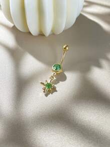 1 peça Moda Oito Pontas Estrela Pingente de Strass Anel de Umbigo, Aço Inoxidável Body Piercing Jóias, Adequado para Casais, Dança do Ventre, Clube, Praia, Dia dos Namorados, Festa de Ano Novo, Uso Diário