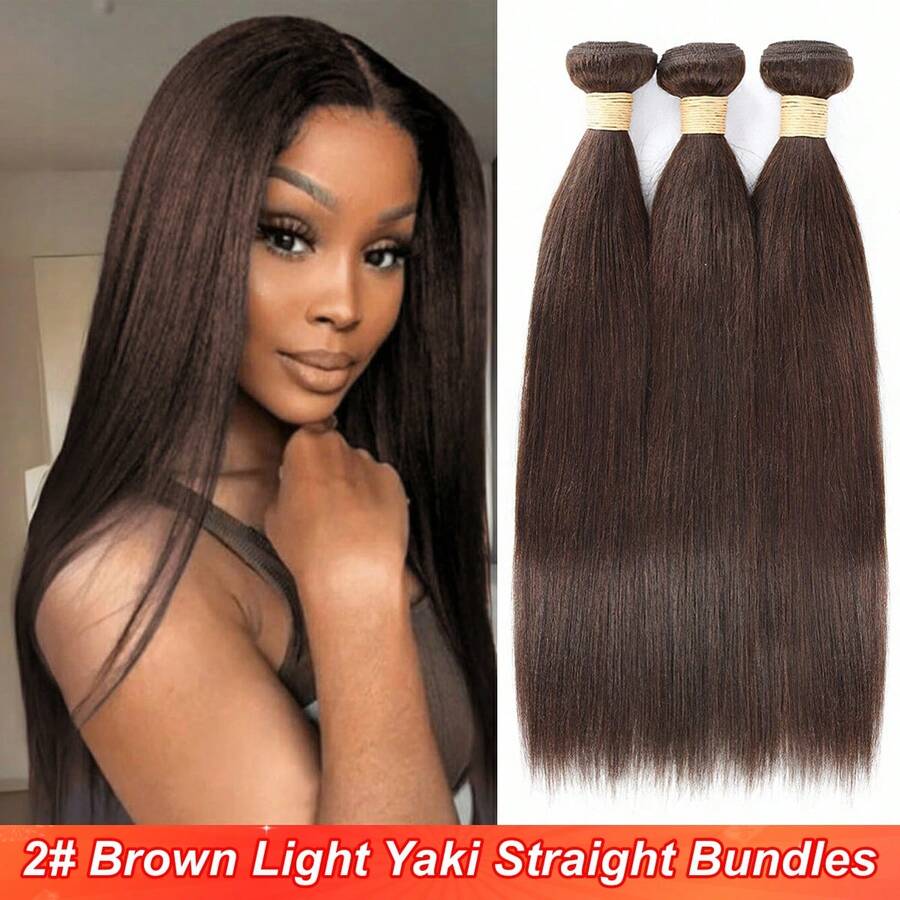 #2 Brown Bundles Human Hair Chocolate Brown Straight Human Hair Bundles 16 18 20 Inch Dark Brown Unprocessed Virgin Brazilian Remy Hair Extensions Double Weft Soft And Silky For Women - S2 - View 1