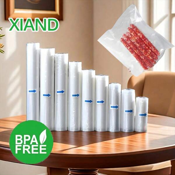 4-Roll Pack Vacuum Sealer Bags, Food Storage Containers, Vacuum Preservation Bags, For Food Preservation, Sealing Meals, Ideal For Vacuum Storage, Meal Prep Or Vacuum Cooking, Household Kitchen Supplies, Food Storage Seal Bags, Kitchen Storage, Kitchen Organization, Vacuum Storage Bags, Food Storage, More Convenient Than Refrigerator Racks, Microwave-Safe, Reusable Vacuum Seal Bags