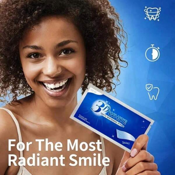 7 pçs/caixa 3D Moda Transparente Tiras de Clareamento Dental Sorridente, Fácil de Usar, Sem Irritação, Adequado para Uso Diário