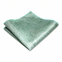 1/2/3/4/5 Piece Men Paisley Printed Tie Set, Silk Satin Tie, Tie Clip, Pocket Square, Cufflinks And Boutonniere, Suitable As Gifts For Father Day, Anniversary, Birthday, Classic Paisley Pattern Perfectly Matches Suit And Tuxedo, Ideal For Business, Ball, Wedding, Banquet, Ceremony, Formal Meeting, Casual Party, Important Occasions Men Necktie - Light Green - View 3
