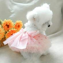1 pezzo Vestitino per cane in stile principessa con cuore rosa e pon pon, per cani di piccola taglia come Yorkshire Terrier, Barboncino, Bichon Frise, Teddy Bear. Regalo ideale per la festa della mamma, vacanze o per animali domestici
