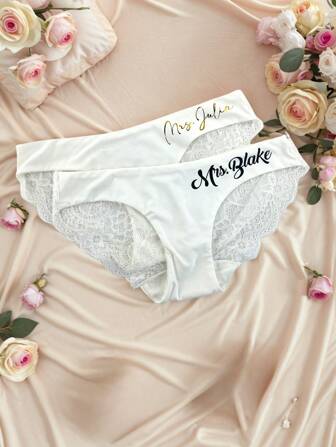 1 Pc Personalized White Panties, Custom Bride Underwear Sexy Bridal Shower Gift Mrs Panties Bachelorette Seamless Underwear, Suitable For Valentine's Day, Wedding Night, Honeymoon Gift, Lingerie Party, Gifts To Friends, Wife And Mother, Colorful, Cute, Adorable, Funny, Kawaii, Y2K, Stylish, Unisex, Casual, Custom, Personalized, Unique, Customized, Ideal Gifts For Him, For Valentine's Day, For Mother's Day, For Birthdays, For Children's Day, For Father's Day, For Graduation, For Weddings, For Housewarming,School Supplies,Back To School,For Office,For School,For Classroom,For Teacher Gifts,For University,For Colleague,For Dorm Rooms,For Teacher,For Boys And Girls,For Teenagers,Junior High School Students,Middle School Students,High School Senior High School Students,College Students,University Students,Freshman,Sophomore,Underclassmen,Apparel Accessories,Chic Autumn,Boyfriend,Girlfriend,Family,Friends