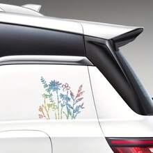 1 件闪光花卉乙烯基贴花贴纸，自粘闪光花卉设计，适用于汽车、家居、窗户、笔记本电脑、行李箱 - 卡通植物主题，不对称形状，一次性，多表面安装（塑料/玻璃/金属/陶瓷），耀眼的水钻装饰，非常适合汽车和个人配饰装饰 - 均碼 - 查看 5