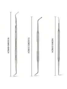 3pcs Silver Ingrown Toenail Removal Kit, Stainless Steel Nail File And Toe Lifter, Professional Pedicure Cleaning Tools For Ingrown Toenail Treatment - Multicolor - View 9