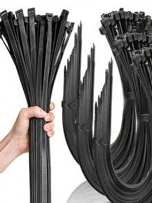 Set de 200/150/100/50 bridas de nailon de uso intensivo, bridas de plástico autobloqueantes, impermeables, para sujetar cables, alambres, tuberías - Adecuadas para uso en interiores y exteriores, alta resistencia a la tensión, no se rompen, para la gestión de cables en el hogar, la oficina y la industria