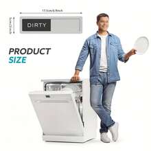 1个磁性洗碗机清洁剂贴纸，强力磁铁，不刮伤，易于读取和滑动，厨房装饰，冰箱贴纸，洗碗机装饰 - 銀色 - 查看 2