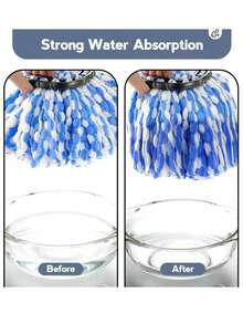 3 件替换拖把头适用于 O-Ceda RinseClean 旋转拖把，超细纤维旋转拖把替换装，易于清洁的拖把头替换件 - 藍白色 - 查看 5