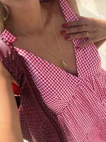 Women Y2K Tie Shoulder Mini Dress Bow Ruffle Flowy Babydoll Dress Floral Boho Sundress Summer Going Out Dress - Đỏ - Xem 7