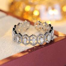 1pc Elegant Zirconia Open Ring Women Fashion Jewelry, Holiday Gift