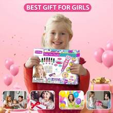 BATTOP Kids Nail Polish Set For Girls, Nail Art Kits With Nail Dryer & Glitter Pen, Quick Dry & Peel Off & Nail Polish, Christmas Birthday Gifts For Girls Ages 6 7 8 9 10 11 12 - Rose Red - View 7