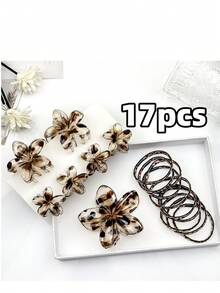 1/3/6件黑白鸡蛋花发夹 8.5厘米豹纹紫荆花发夹，可紧紧夹住多根发束，不伤发。适用于万圣节、圣诞节、派对、街拍和造型设计夏季发夹爪夹发夹 - 彩色 - 查看 11