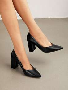 Women's Chunky High Heel Shoes With Pointed Toe - Multicolor - View 4