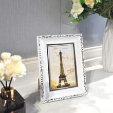 1pc Retro Style Picture Frames For Wall And Table,White Golden Silvery Dark Gray Rose Color,Suitable For 3.5x5in/4x6in/5x7in/6x8in/8x10in/A4 Photo Paper Exquisite Room Decor And Beautiful Wall Decor,Suitable For Various Indoor Scenes Such As Bedrooms, Offices, Restaurants, Corridors, Etc.,As A Gift For Mother's Day, Father's Day, Halloween, Christmas, New Year. Without Cardboard And Photo Paper