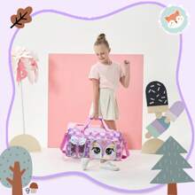 1pc Kids Animal Duffle Bag Girl Travel Bag Gifts Overnight Bag For Girl Tote Bag Sleepover Bag For Girls Gym Dance Bag With Shoes Compartment