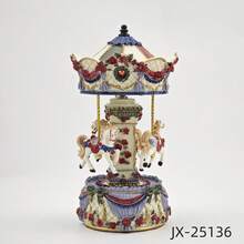 粉色和紫色树脂旋转木马音乐盒，家居装饰，生日、周年纪念、圣诞节礼物 - 彩色 - 查看 11