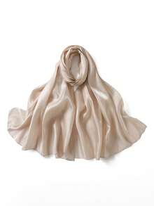 1件套阿巴雅配饰，基础款女士纯色丝绸岛屿优雅柔软头巾，光泽亮丽，风格保守，阿拉伯休闲长围巾，适合日常佩戴，柔软头巾，遮面服饰，连衣裙