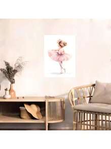 1/6PCS Optional Frame Posters Wall Arts Modern Pink Ballerina Girl Unicorn Butterfly Poster Kids Room Decorative Posters Wall Bedroom Decor ,Wall Art With Frame