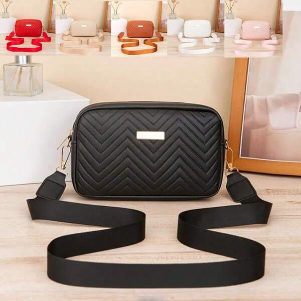 Nova bolsa quadrada mini com textura ondulada, bolsa para câmera com relevo, bolsa de ombro casual, bolsa crossbody da moda para mulheres