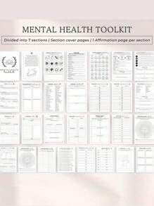 Journal de santé mentale de 120 pages, coffret de journal de santé mentale - pour le soulagement de l'anxiété, le suivi des soins personnels et les exercices de relaxation