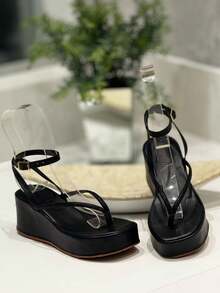 Sophisticated And Elegant Rhinestone Glitter Front Sandal With SexyElegantPU BackWeddingPartyOfficeHomeOutdoor - 黑色 - 查看 2