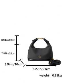 New Fashionable Minimalist Versatile Casual Patchwork Texture Handbag/Shoulder Bag/Crossbody Bag - Black - View 4