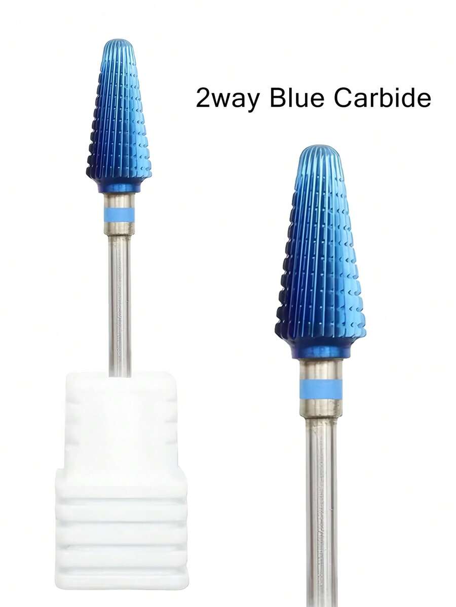 5in1 Tapered Safety Blue Carbide Nail Drill Bits Cut Drills Carbide
