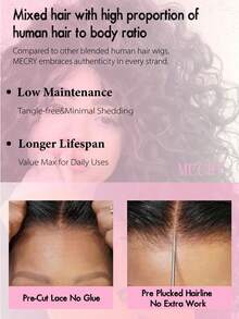 MECRY 10-36 英寸 13x4 骨直蕾丝前假发,无胶假发,人发前额发,预剪蕾丝假发,可戴可戴,渐变色蕾丝前假发,人发前额发,已拔取婴儿头发,漂白结,处女人发前额发,自然发际线,无胶,女性佩戴方便 - 自然色&黑色系 - 查看 12