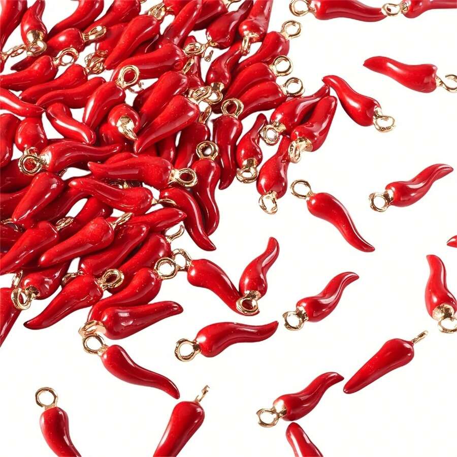 [Quantità] Pezzi Vividi Pendenti Multicolore 3D a Forma di Peperoncino Rosso, Adatti per Realizzare Orecchini, Collane, Bracciali e Portachiavi - Accessori per la Realizzazione di Gioielli in Stile Piccante