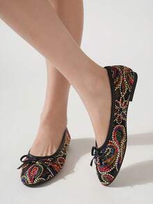 2025 Autumn Women's Round Toe Mesh Breathable Ballet Flats, Elegant Floral Embroidery Design, Soft Sole Slip-On Vintage Mary Jane Style, Fashionable & Comfortable For Daily Wear