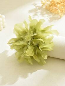 1pc Handmade Bohemian Style Colorful Artificial Feather Flower Brooch/Hair Clip, Fashion Beach Resort Accessory Suitable For Women, Perfect Gift For Lover, Friend, Wife, Mother On Mother's Day, Wedding Season - Green - View 2