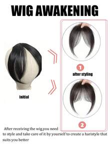 女士合成刘海假发，自然侧刘海蓬松，可添加发片刘海 - 彩色 - 查看 7