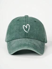 1pc Children's Heart Printed Washed Baseball Cap, Adjustable Outdoor Casual Sun Hat Suitable For Boys And Girls In Spring, Autumn, Travel, Beach