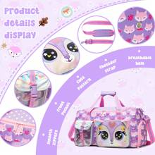 1pc Kids Animal Duffle Bag Girl Travel Bag Gifts Overnight Bag For Girl Tote Bag Sleepover Bag For Girls Gym Dance Bag With Shoes Compartment