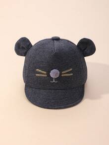 1pc Baby Cat Embroidery Decor Adjustable Baseball Cap, Casual Outdoor Hat - Dark Grey - View 2