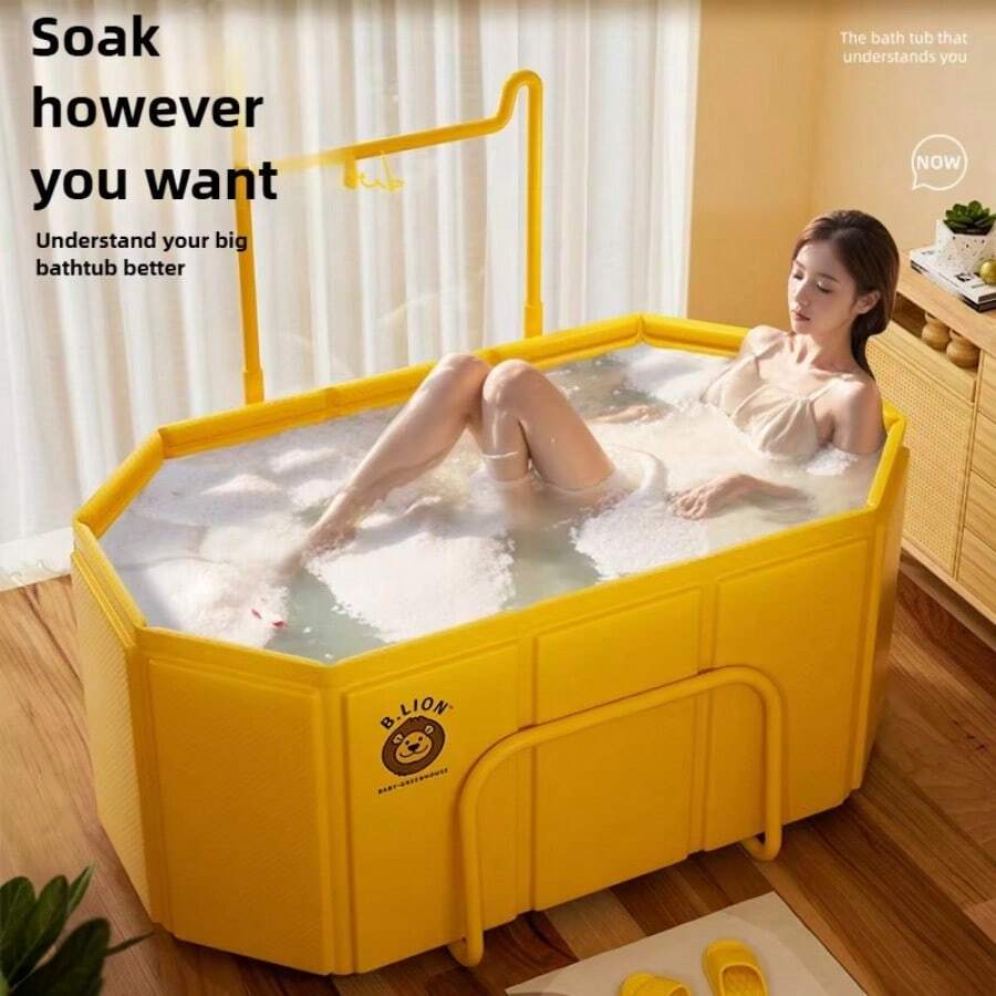2025 New Model Household Adult Bathing Bucket Foldable With Rubberized Handle Bathtub Winter Full-Body Bathing Bathtub SPA Bathroom Decor Summer Bathroom Accessories Back To School
