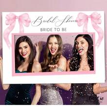 Dekorasi Pesta Pita Merah Muda, Bingkai Foto Booth Pita Merah Muda untuk Pesta Pernikahan/Bridal Shower/Pesta Lajang dengan Tema Pita Merah Muda - MultiWarna - View 4