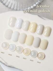 XEIJAYI 6支装15ml月光白系列凝胶指甲油套装，流行色凝胶指甲油套装，可卸UV/LED凝胶指甲油，适合家庭美甲沙龙，春夏美甲DIY