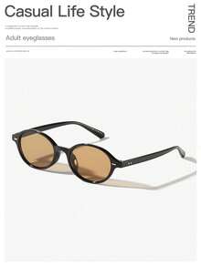 1 PC Men's Acrylic Bohemian Oval Frame Fashion Glasses For Festive Outings Holiday Accessories For Summer Beach Vacation,Outdoor,Travel Back To School Fashionable Preppy School Look