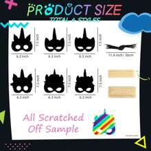 1/6/12pcs Unicorn Scratch Mask, 6 Styles Rainbow Unicorn Scratch DIY Mask Party Favor, Unicorn Themed Birthday Party Decor Craft Set With Wooden Stylus And Elastic Band, Valentine's Day Party Gift