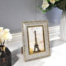 1pc Retro Style Picture Frames For Wall And Table,White Golden Silvery Dark Gray Rose Color,Suitable For 3.5x5in/4x6in/5x7in/6x8in/8x10in/A4 Photo Paper Exquisite Room Decor And Beautiful Wall Decor,Suitable For Various Indoor Scenes Such As Bedrooms, Offices, Restaurants, Corridors, Etc.,As A Gift For Mother's Day, Father's Day, Halloween, Christmas, New Year. Without Cardboard And Photo Paper