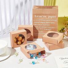 30pcs-Kraft Paper Handmade Soap Packaging Box With Round Clear Window - Foldable Square Design, Perfect For Jewelry Display, Perfect Wedding, Birthday & Anniversary, Wedding Occasion, Bridal Shower Occasion, Birthday Occasion, Universal Occasion