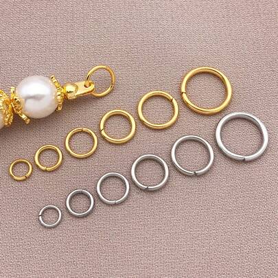 50/100/200pcs 4/5/6/7/8/10mm Open Jump Rings 18K Gold Plated Stainless Steel Single Loop Jump Ring Round Connector Rings For Jewelry Making Necklaces Bracelet Earrings Keychain DIY Craft